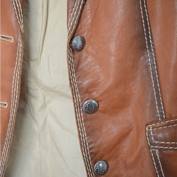 True Religion Brown Leather Jacket: Size XS/S - Picture 4 of 6